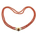 Image 4 of Antique blood coral bead necklace with gold decorative clasp | 43 cm
