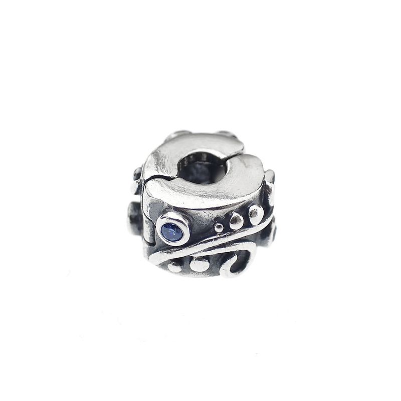 Image 1 of Pandora clip charm; Silver; Blue Fantasy