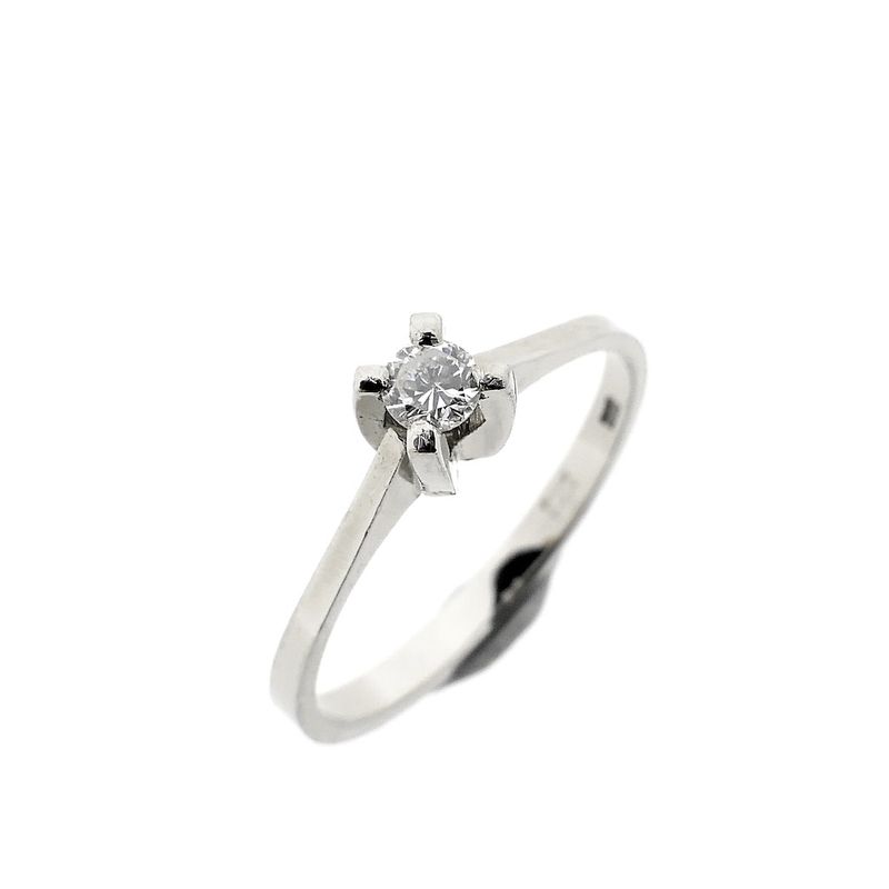 Image 1 of White gold solitaire ring with diamond | 0.10 ct.