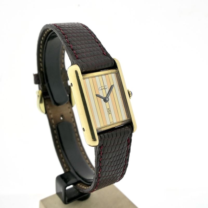 Image 3 of Cartier Tank Vermeil 'Trinity' 221804; Vintage mechanisch dames horloge
