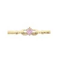Gouden Claddagh broche met roze zirconia