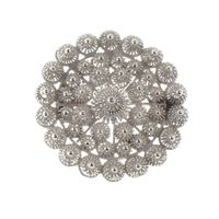Silver round Zeeland Goese button brooch | Ø 33.0 mm