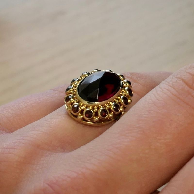 Image 7 of Vintage gold entourage ring with garnet