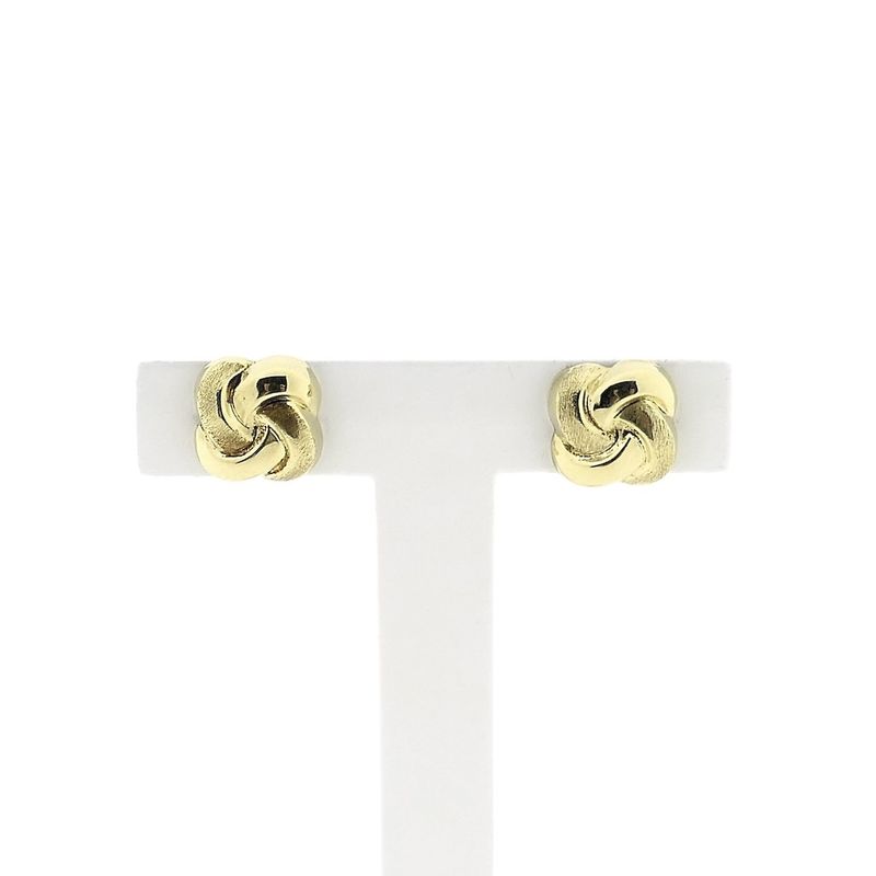 Image 1 of Gold stud earrings with knotted design