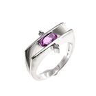 Image 1 of White gold ring with pink sapphire and diamond; 0.06 ct.
