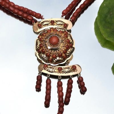 Image 2 of Luxury red coral necklace with gold clasp; Antique | 54 cm