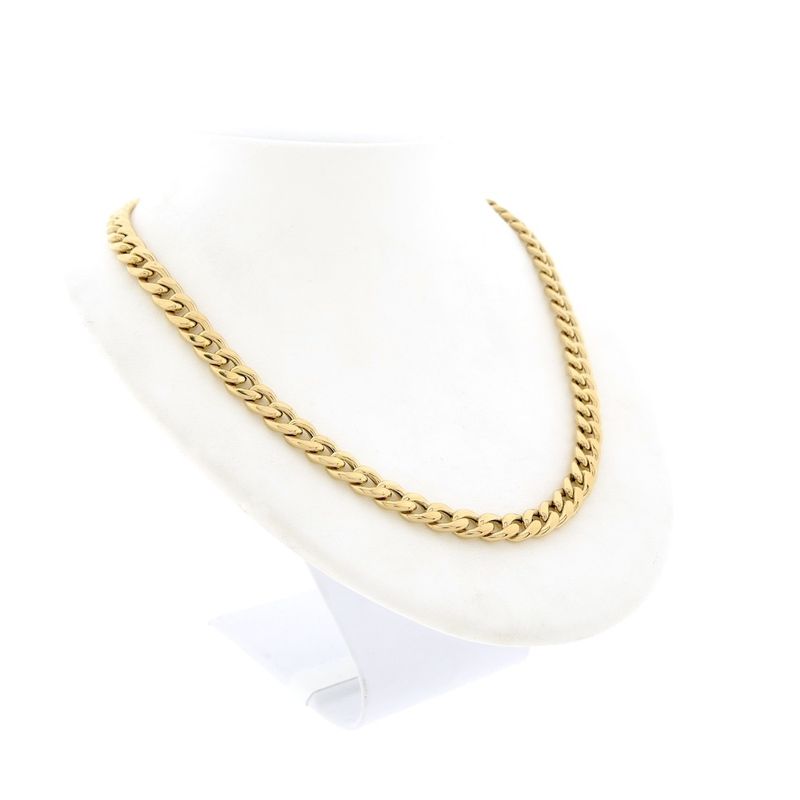 Image 7 of Gold gourmet link necklace with sapphire