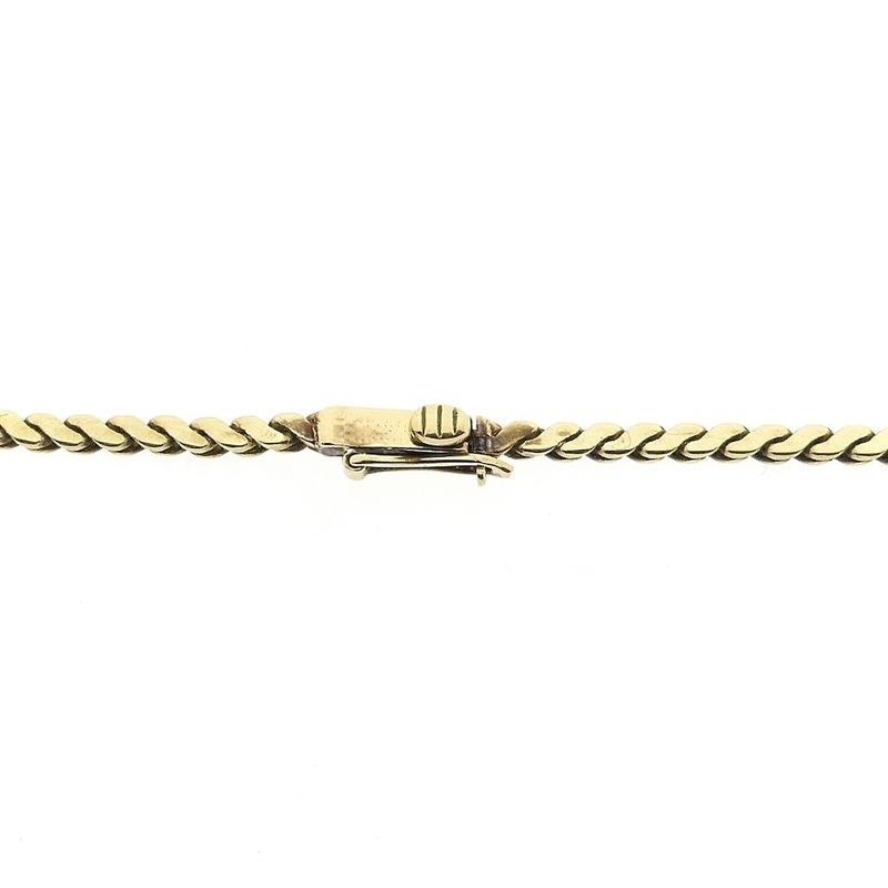Image 8 of Two-tone gold necklace with fixed pendant and diamonds; 0.09 ct.