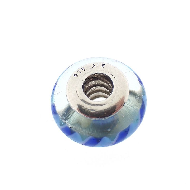 Image 4 of Pandora charm; Silver; Blue Stripes