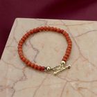 Image 7 of Red coral bead bracelet with gold clasp; Children's bracelet