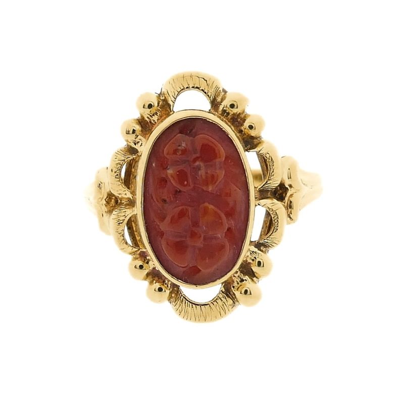 Image 3 of Gold ring with red coral | Vintage