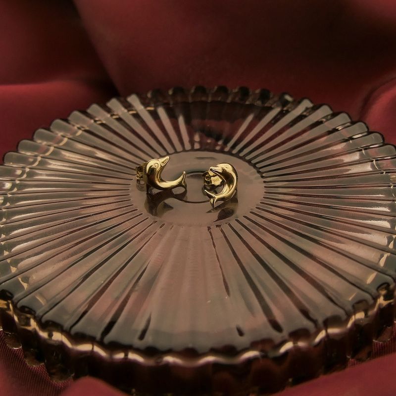 Image 2 of Golden dolphin stud earrings