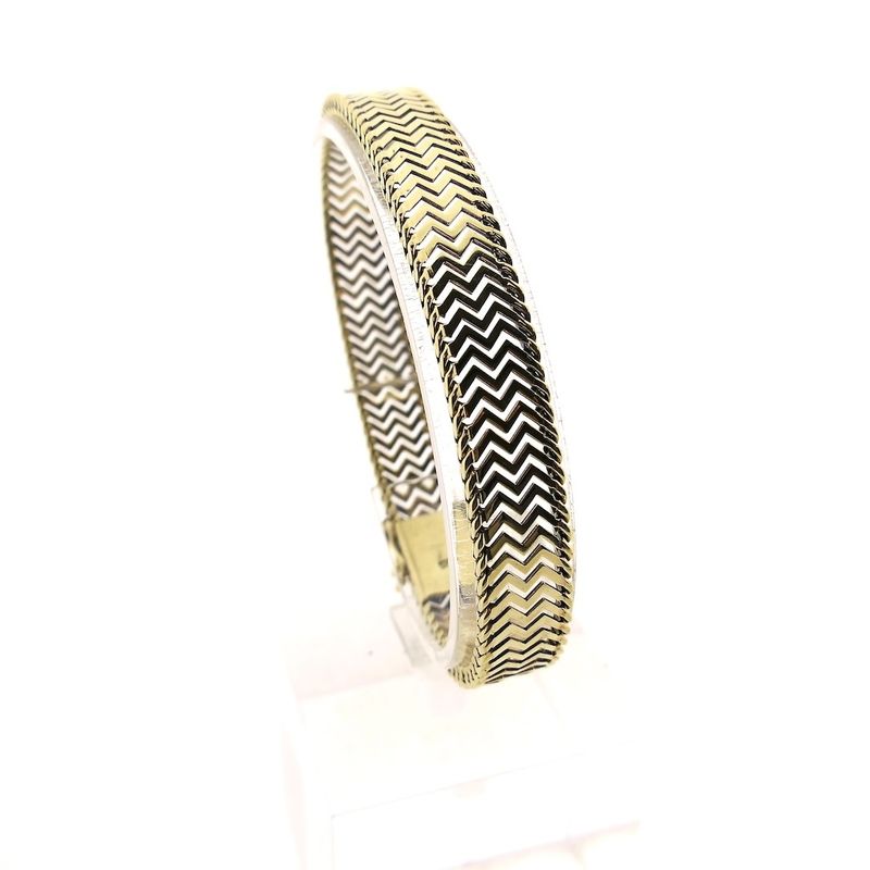 Image 1 of Two-tone gold zigzag link bracelet