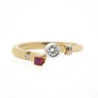 Image 8 of 18K Gold Ring with Ruby and Diamond | 0.07 ct.