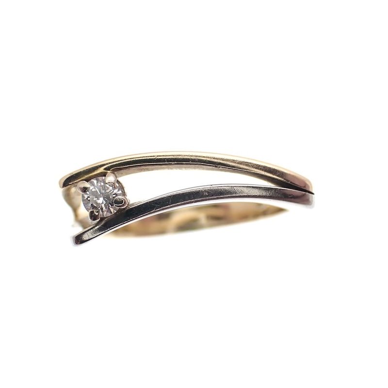 Image 2 of Two-tone gold solitaire ring with diamond; 0.10 ct.