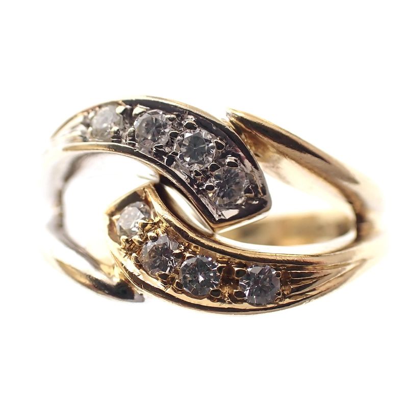 Image 2 of Two-tone gold ring with diamonds; 0.16 ct.