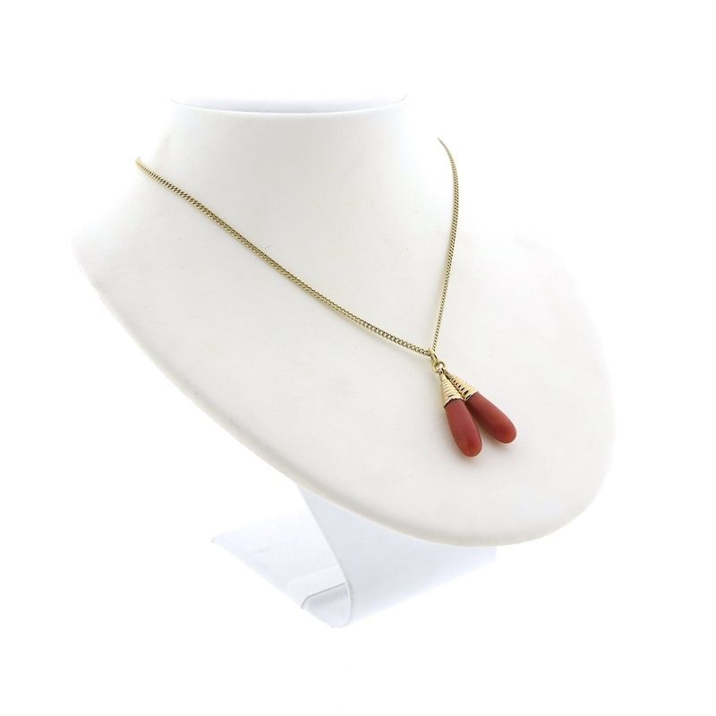 Image 4 of Gold pendant with blood corals | Vintage