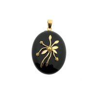Vintage gold locket pendant with onyx