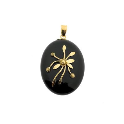 Vintage gold locket pendant with onyx Image 1 of Vintage gold locket pendant with onyx