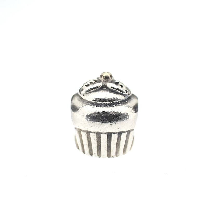 Image 3 of Pandora charm; Silver with gold; Cupcake