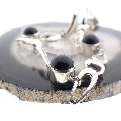 Image 2 of Silver fantasy bracelet with onyx | 19 cm