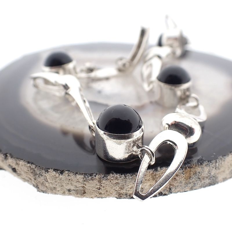 Image 2 of Silver fantasy bracelet with onyx | 19 cm