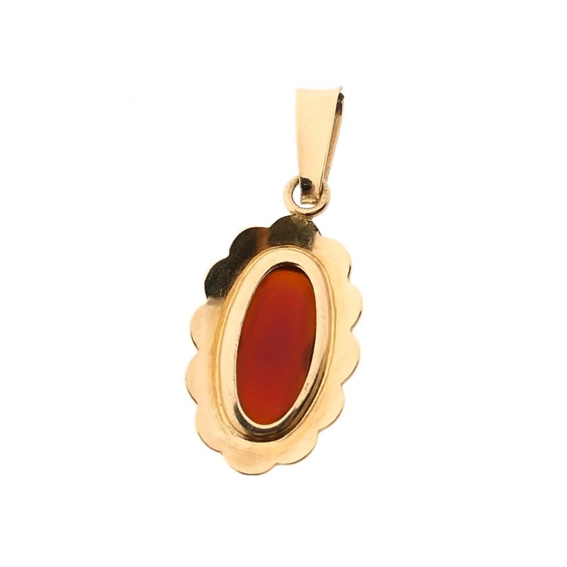 Image 6 of Bicolor Gold Pendant with Carnelian