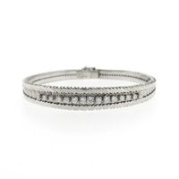 18K white gold link bracelet with diamond; 0.55 ct. | 18.5 cm
