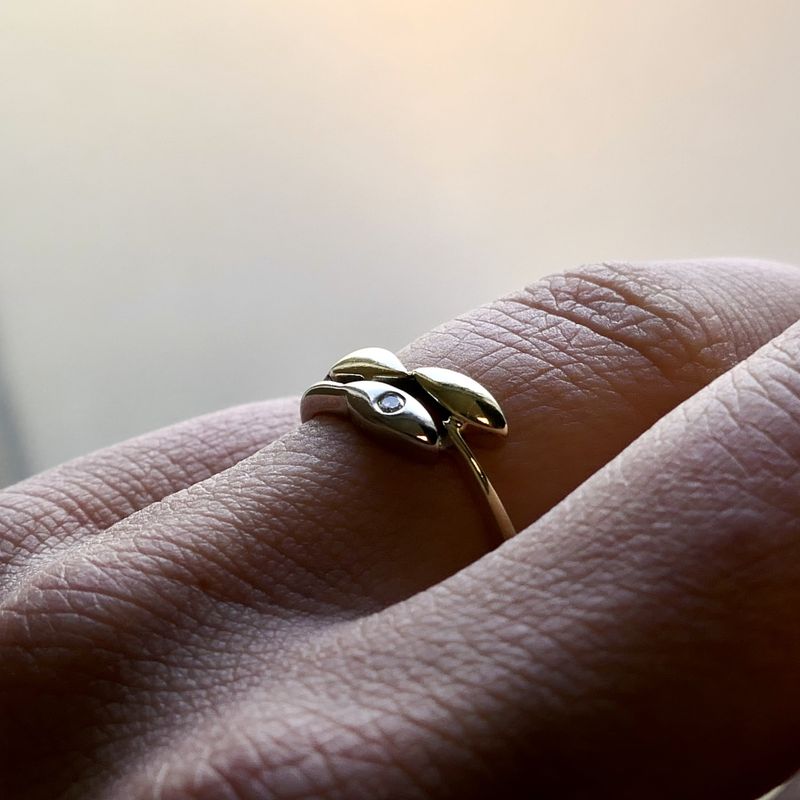 Afbeelding 10 van Bicolor gouden ring met diamant; 0,015 ct. 