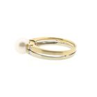 Image 7 of Two-tone gold ring with pearl and diamonds; 0.06 ct.