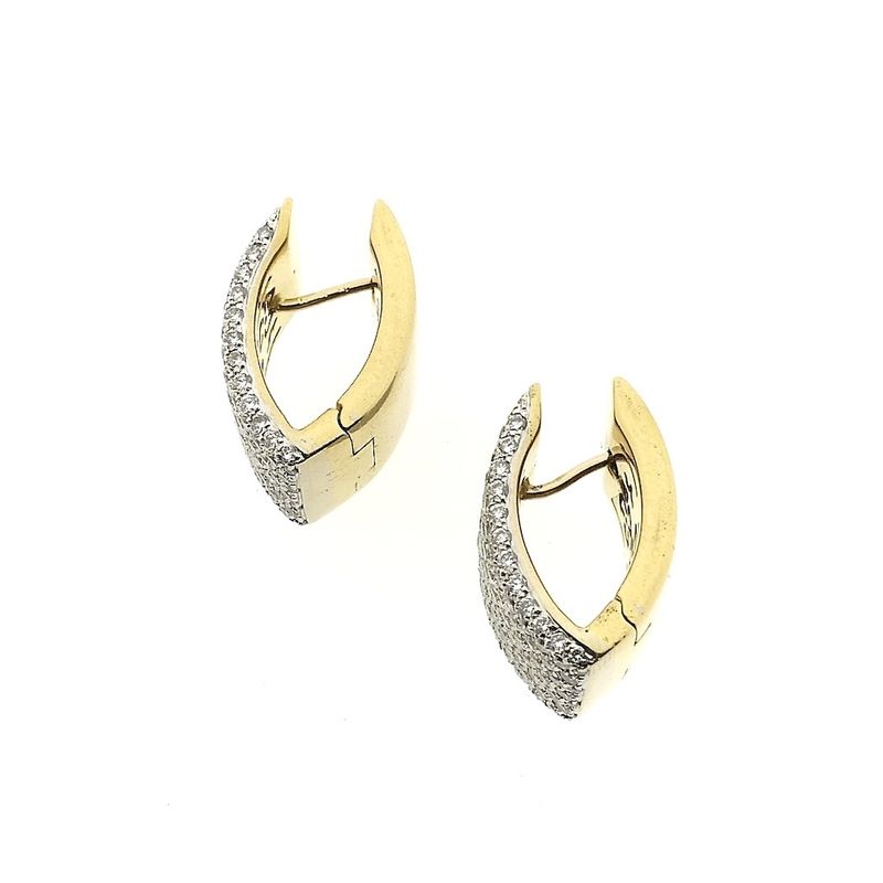 Image 7 of Gold stud earrings pavé set with diamonds