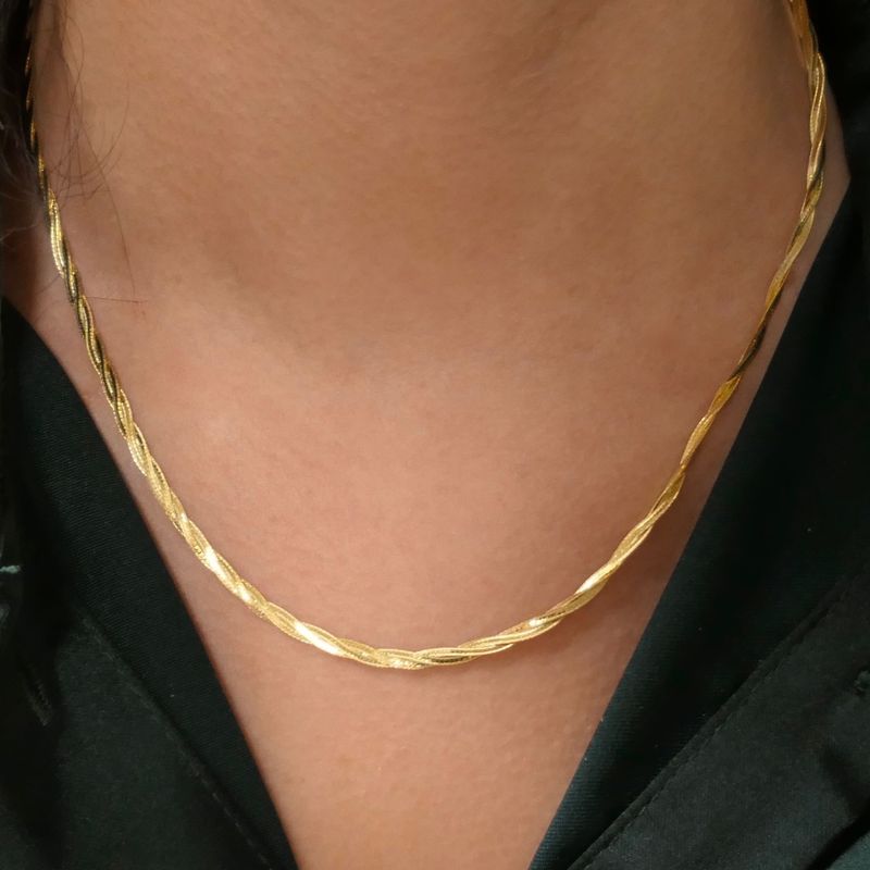 Image 10 of Gold braided fantasy link necklace