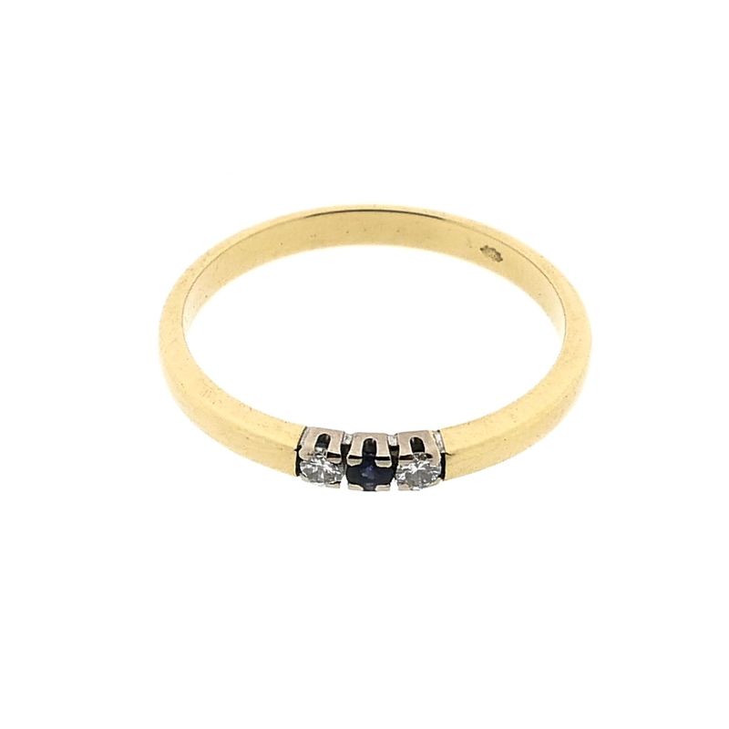 Image 6 of Gold Ring with Sapphire & Diamond; 0.06 ct; 14 Karat; Size 17.5