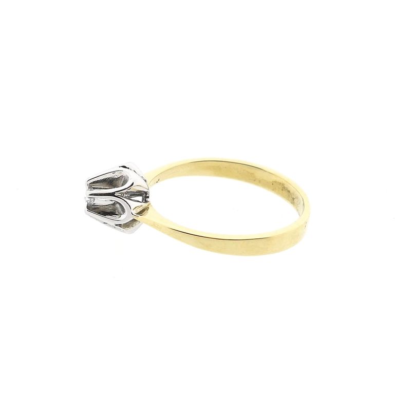 Image 7 of Bicolor gold solitaire ring with diamond; 0.035 ct.