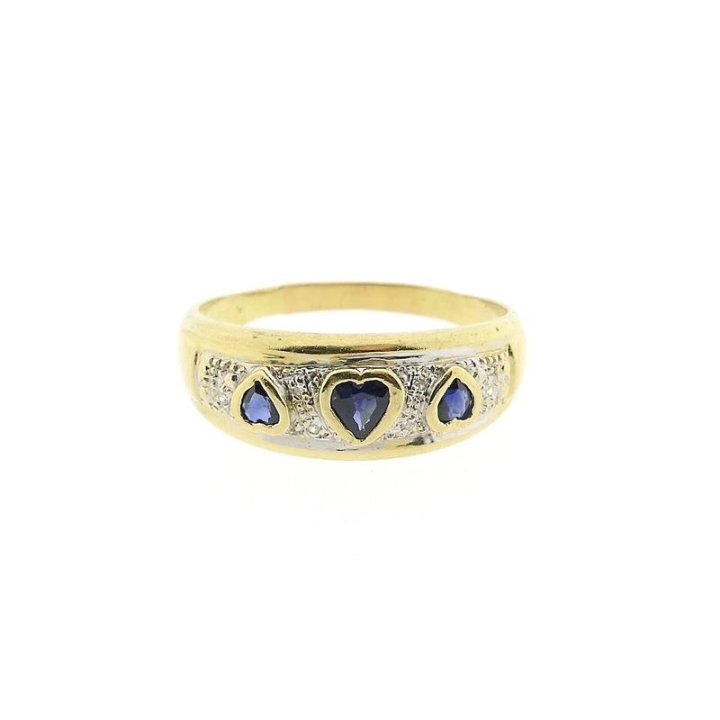 Image 3 of 18K Gold ring with sapphire and diamond | 0.03 ct.