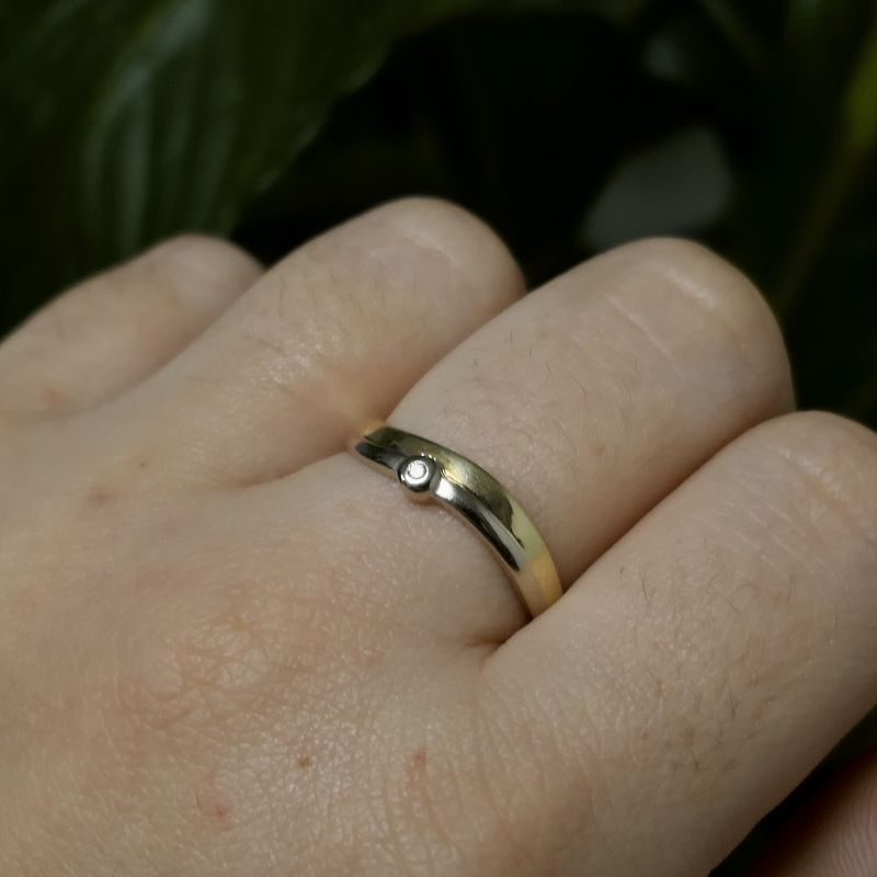 Image 11 of Two-tone gold solitaire ring with diamond | 0.005 ct.