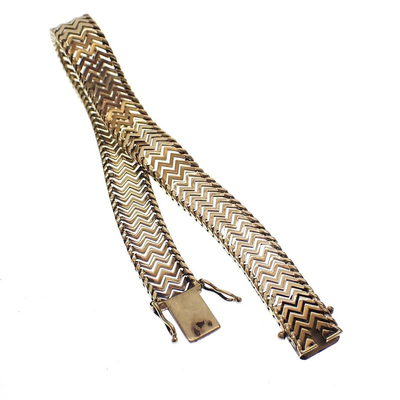 Image 4 of Gold zigzag link bracelet | 19 cm