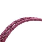 Image 4 of Pandora Moments double-woven dark pink leather bracelet; Silver; Ø 60 mm