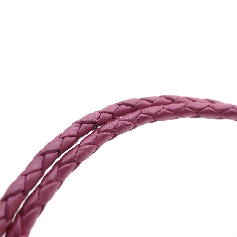 Image 4 of Pandora Moments double-woven dark pink leather bracelet; Silver; Ø 60 mm