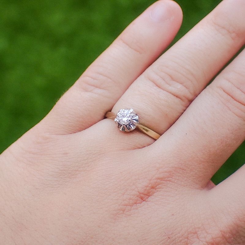 Image 4 of Two-tone gold solitaire ring with diamond | 0.25 ct.