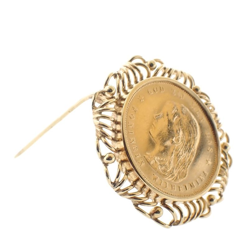 Image 3 of Gold pendant/brooch of 10 guilder coin Queen Wilhelmina 1897