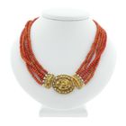 Image 1 of Antique necklace with blood coral and gold cap bell.