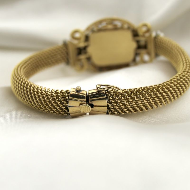 Image 15 of Swiss Geneva Bracelet/Cocktail Watch; 18k gold women's watch with diamonds