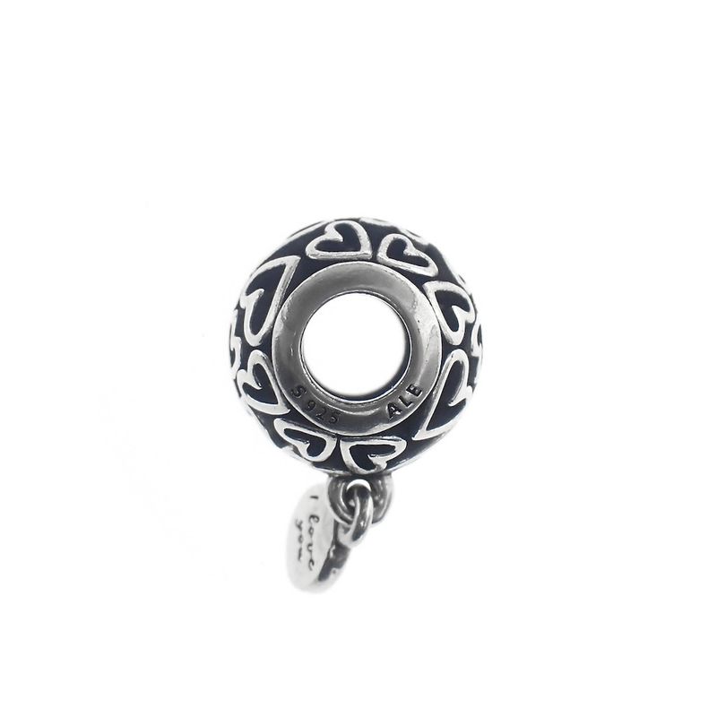 Image 4 of Pandora charm; Silver; I Love You