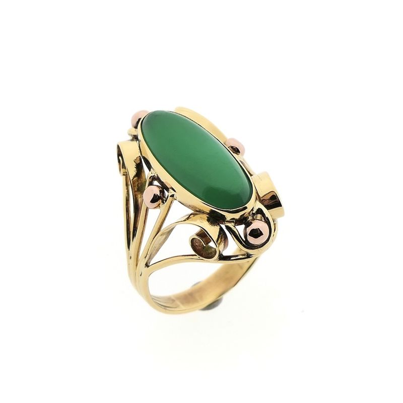 Image 1 of Two-tone gold ring with jade