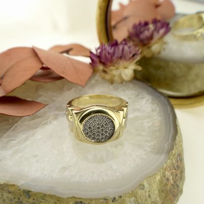 Image 2 of Two-tone gold men's ring with zirconia