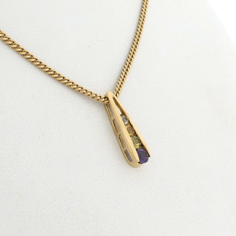 Image 9 of 10 Krt. gold pendant with a mix of gemstones