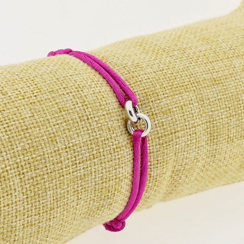 Image 7 of Forever Knots® Handcrafted Magenta Satin Bracelet with Silver Link