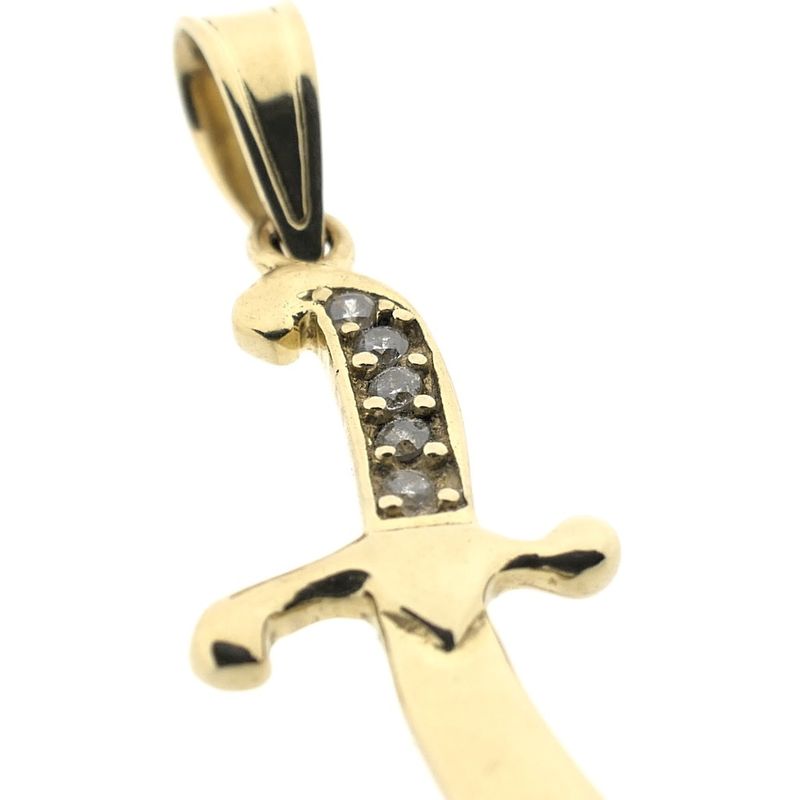 Image 4 of Gold pendant of a Zulfiqar with zirconia