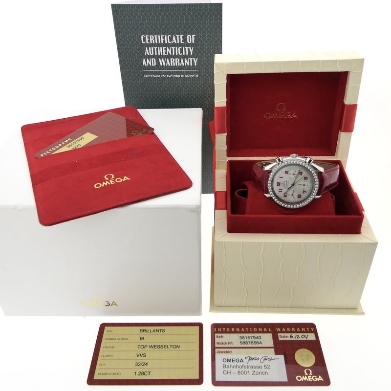 Image 4 of Omega Speedmaster Reduced 'Mother of Pearl' & Diamonds 3815.79.40; Chronograph watch